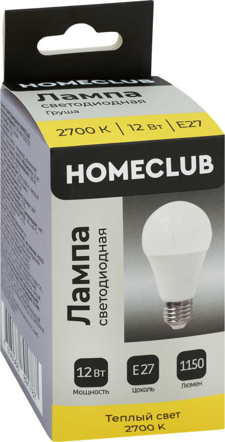 Лампа светодиодная HOMECLUB груша 12Вт E27 теплый свет, Арт. LED-A60-12E2727, превью