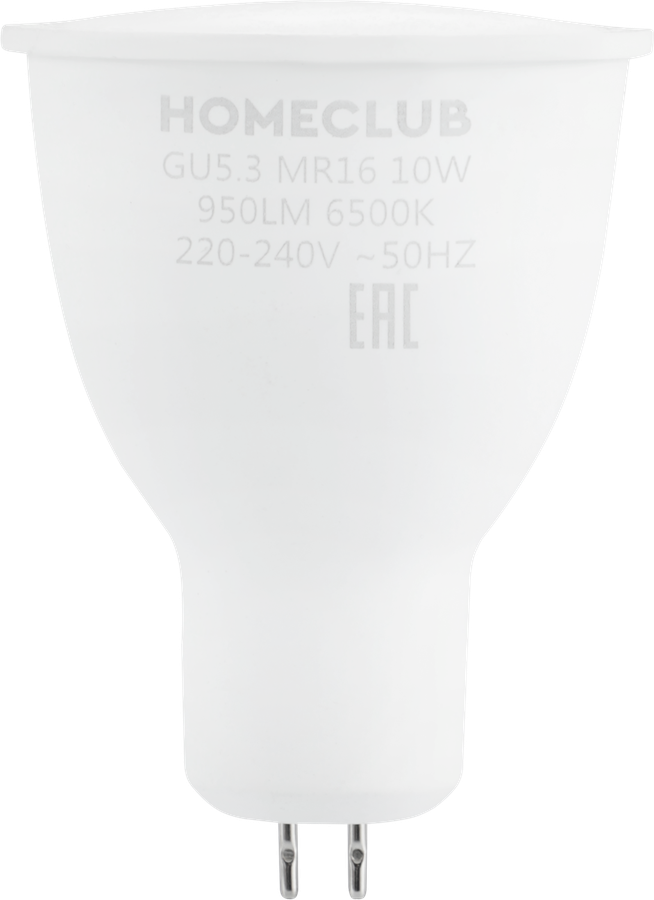 Лампа светодиодная HOMECLUB софит 10Вт GU5.3 холодный свет, Арт. LED-MR16-10GU5.365, предпросмотр
