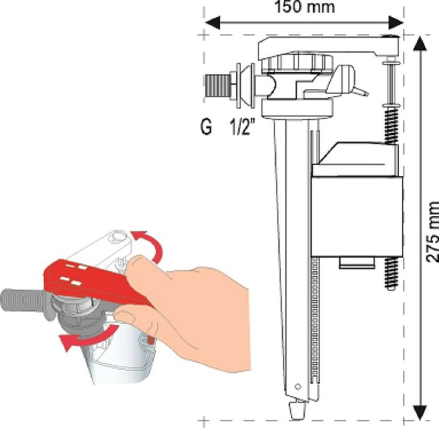Заливной клапан WIRQUIN JOLLYFILL FL150L1, винт ½, превью