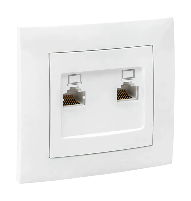 Розетка ВАЛЕНСИЯ EKF компьютер RJ-45 2-мест бел EWK02-035-10, предпросмотр