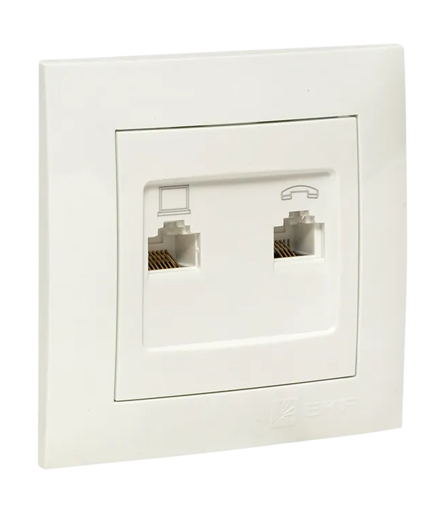 Розетка ВАЛЕНСИЯ EKF EWK02-035-30 RJ-45+RJ11 2-местная, предпросмотр