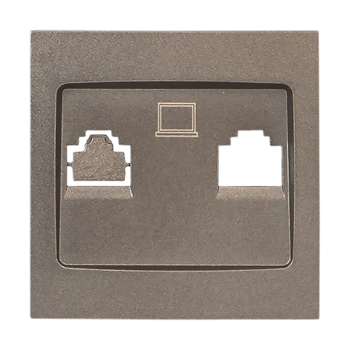 Розетка ВАЛЕНСИЯ EKF лицевая панель RJ-45 2-местная графит, превью