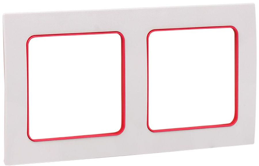 Рамка 2 поста EKF Стокгольм/PROxima EXM-G-305-20 белая с линией цвета красный, предпросмотр