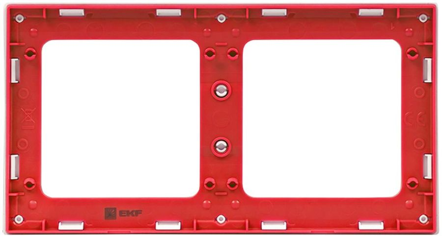 Рамка 2 поста EKF Стокгольм/PROxima EXM-G-305-20 белая с линией цвета красный, предпросмотр