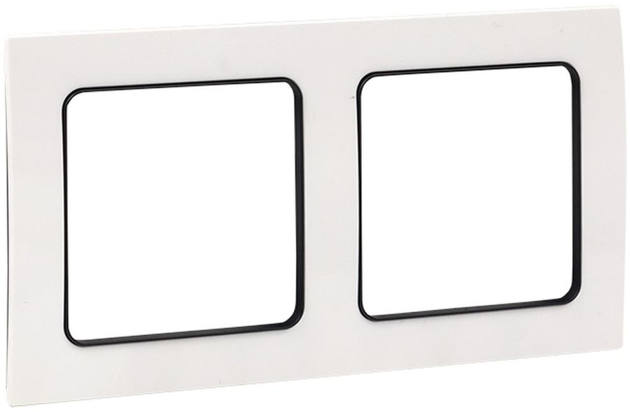 Рамка 2 поста EKF Стокгольм/PROxima EXM-G-305-10 белая с линией цвета черный, превью