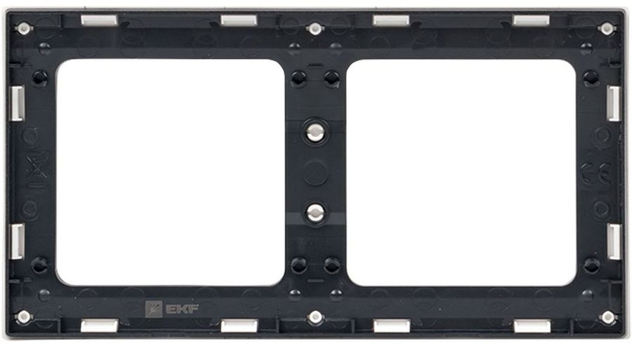 Рамка 2 поста EKF Стокгольм/PROxima EXM-G-305-10 белая с линией цвета черный, предпросмотр