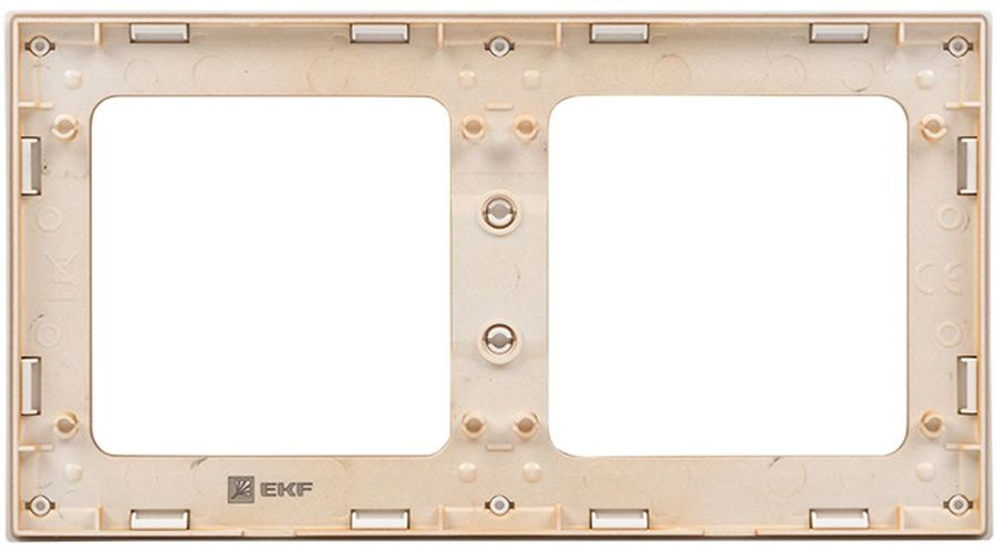 Рамка 2 поста EKF Стокгольм/PROxima EYM-G-303-10 белая с линией цвета шампань, предпросмотр