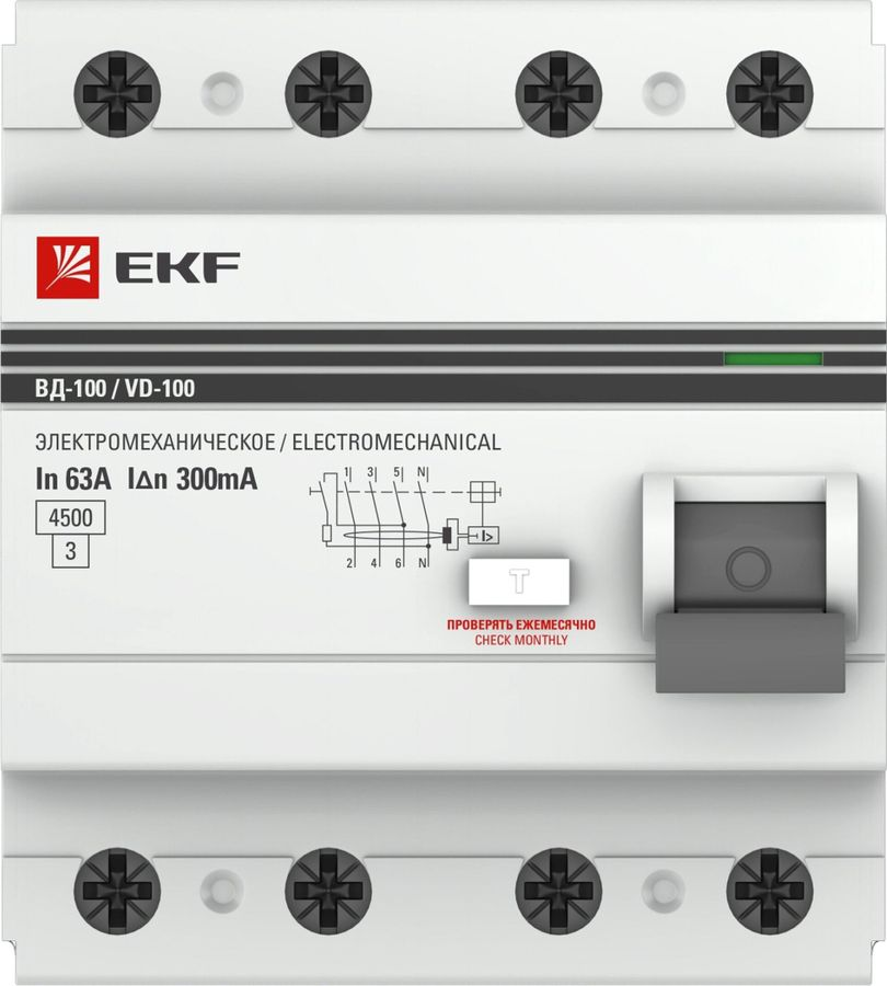 Устройство защитного отключения EKF PROxima ELCB-4-63-300-EM-PRO 4P 63 A, предпросмотр