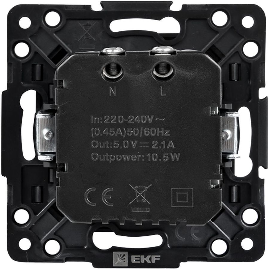 Розетка USB 2 поста EKF Стокгольм/PROxima черный, превью