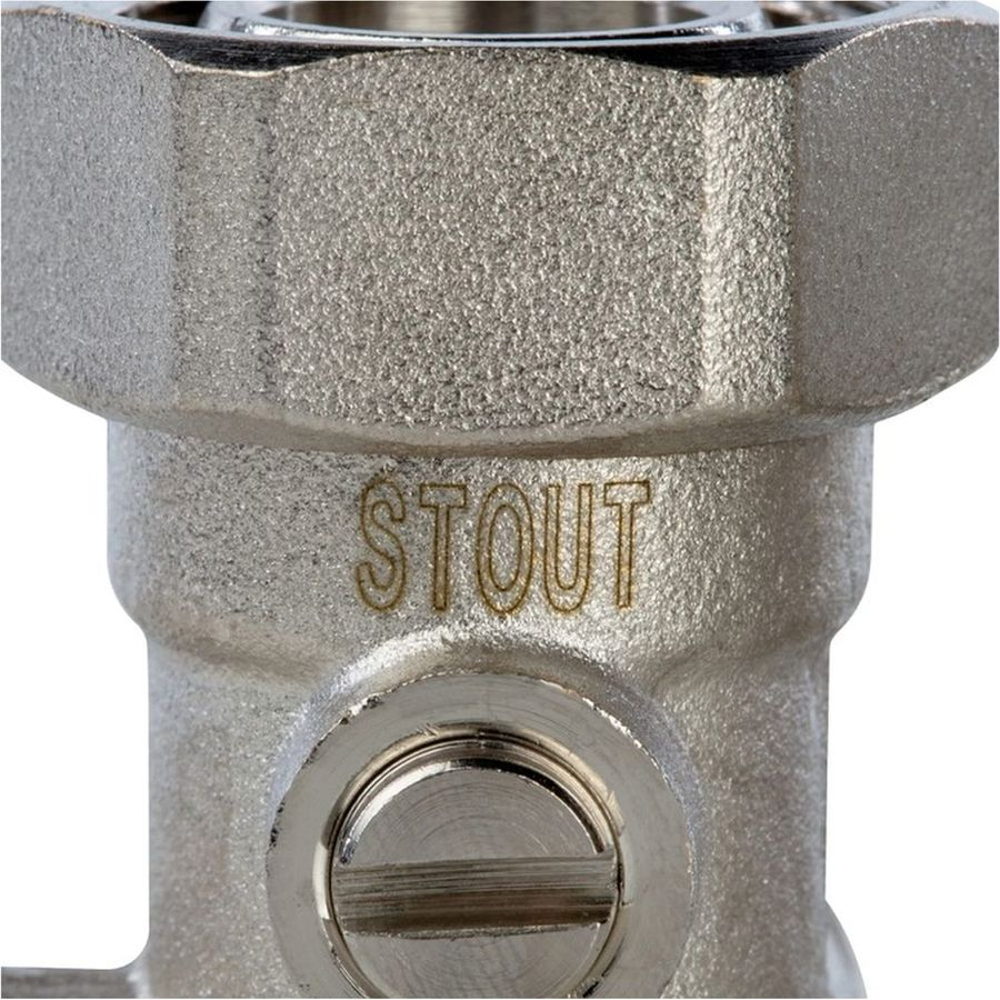 Узел нижнего подключения радиатора для однотрубной системы угловой 3/4" STOUT, предпросмотр