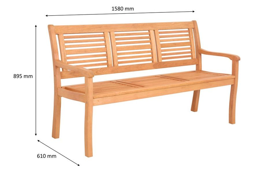 Скамья садовая CHELSEA эвкалипт 158x61x89,5см, Арт. 662456, превью