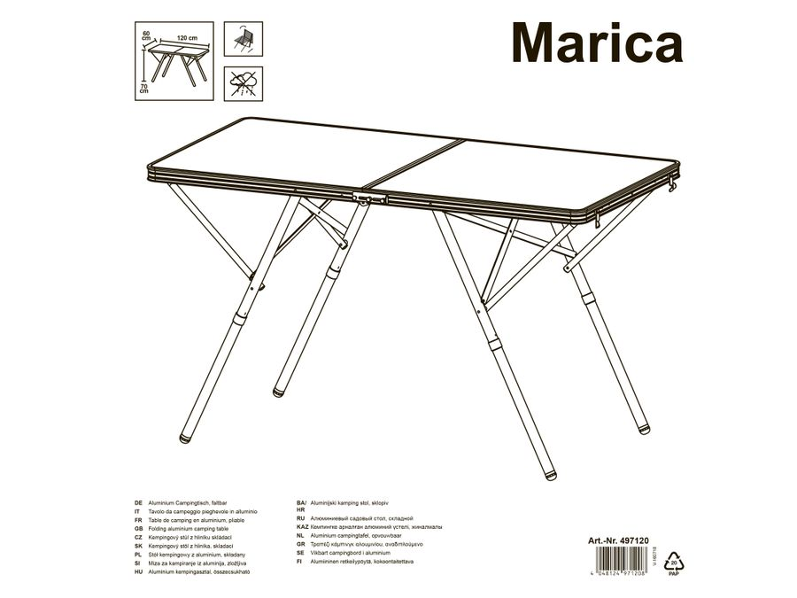 Стол складной Marica 120х60х70см, Арт. SPC-2015, превью