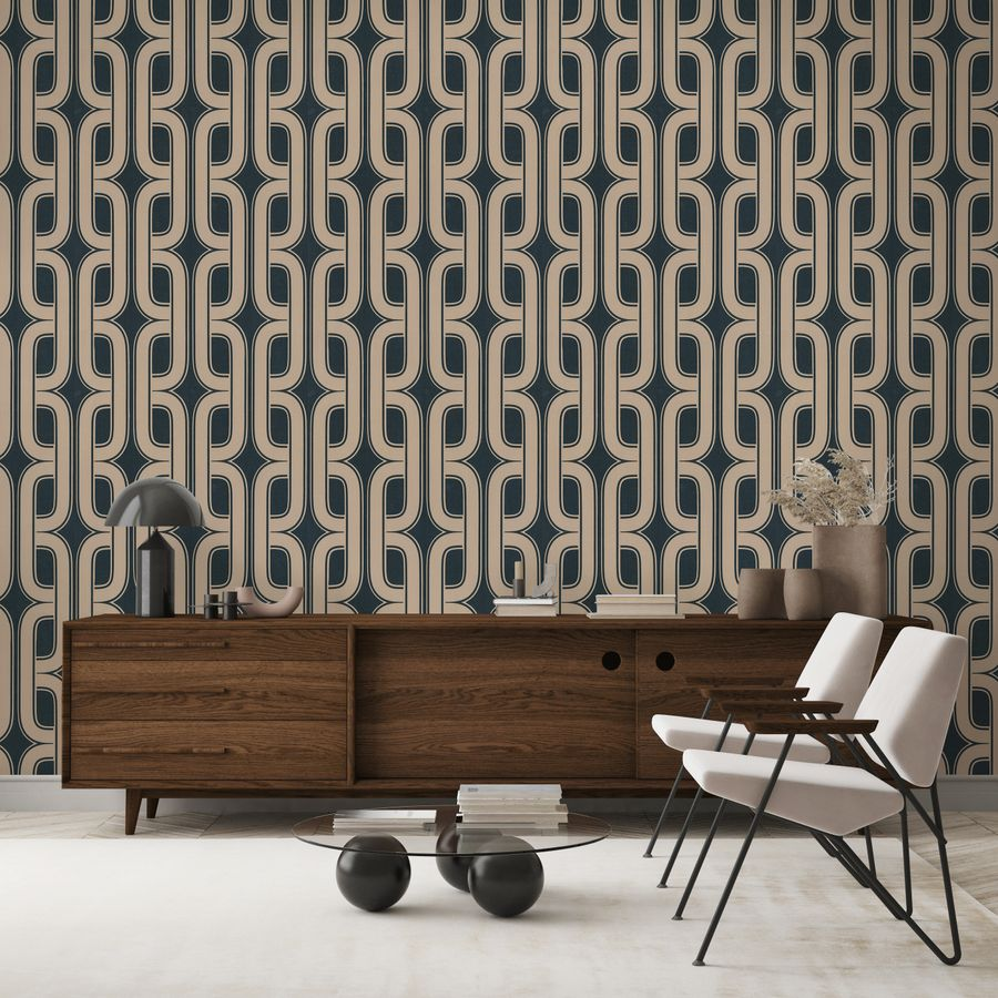 Обои Euro Decor Mansory Винил/флиз 7298-22 черный 1,06Х10,05м, предпросмотр