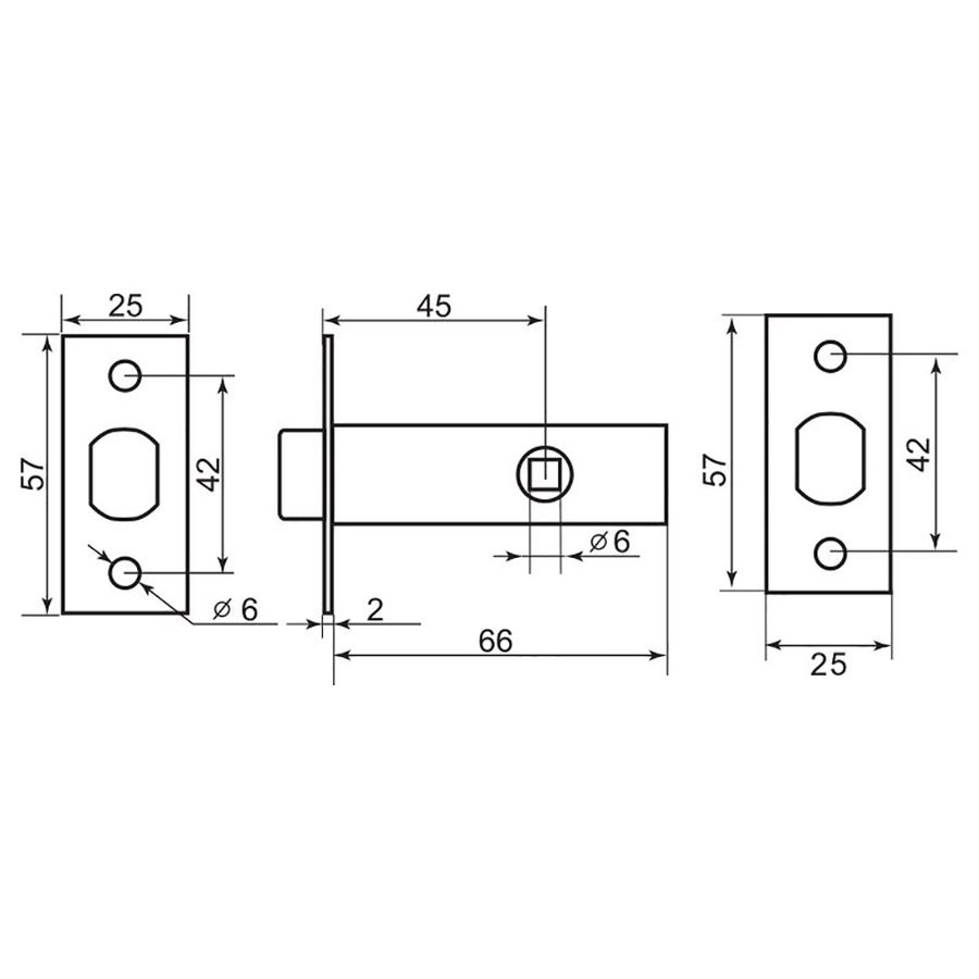 Дверная задвижка врезная Palladium 101 PВ 145x85x27 мм металл, превью