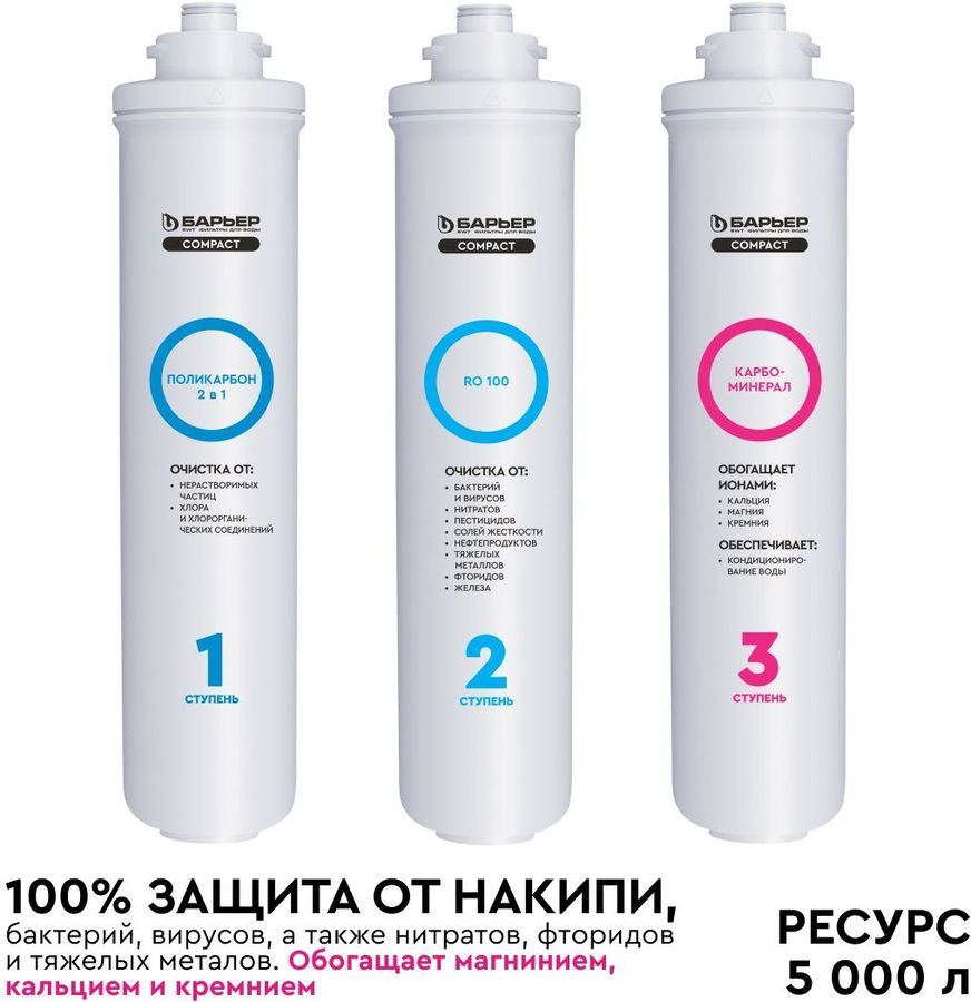Комплект фильтроэлементов сменных "БАРЬЕР Компакт Осмо 100M", превью