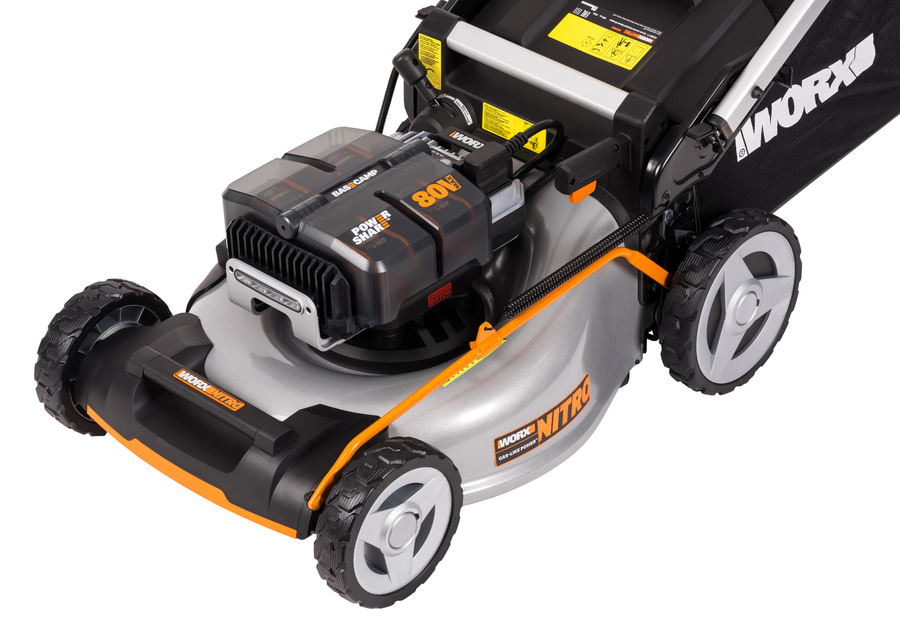 Газонокосилка аккумуляторная WORX самоходная 80В 4Ачх4 51см, с акб и з/у, wg761e, предпросмотр