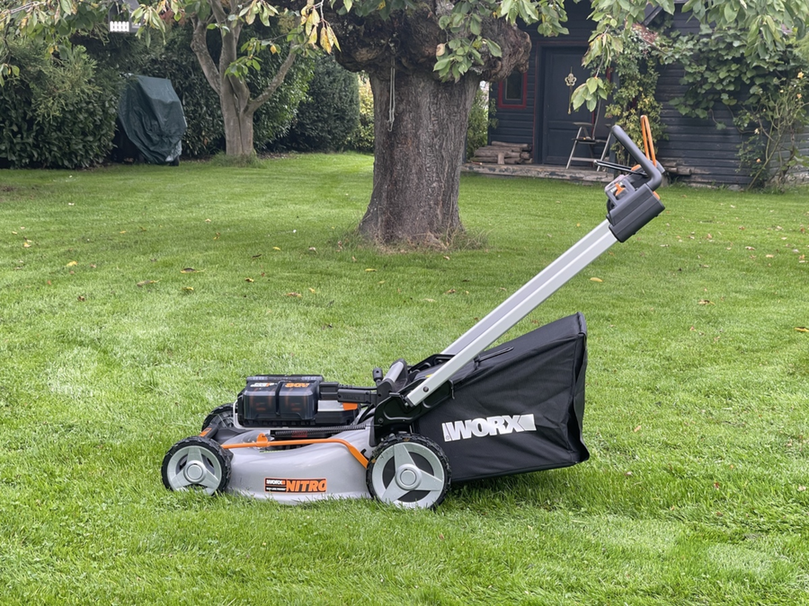 Газонокосилка аккумуляторная WORX самоходная 80В 4Ачх4 51см, с акб и з/у, wg761e, предпросмотр