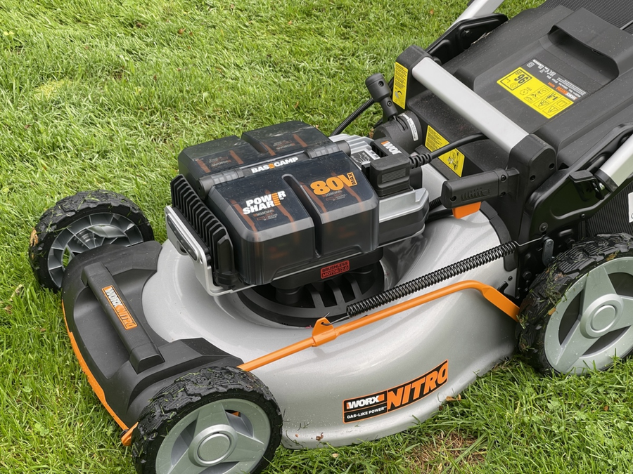 Газонокосилка аккумуляторная WORX самоходная 80В 4Ачх4 51см, с акб и з/у, wg761e, превью