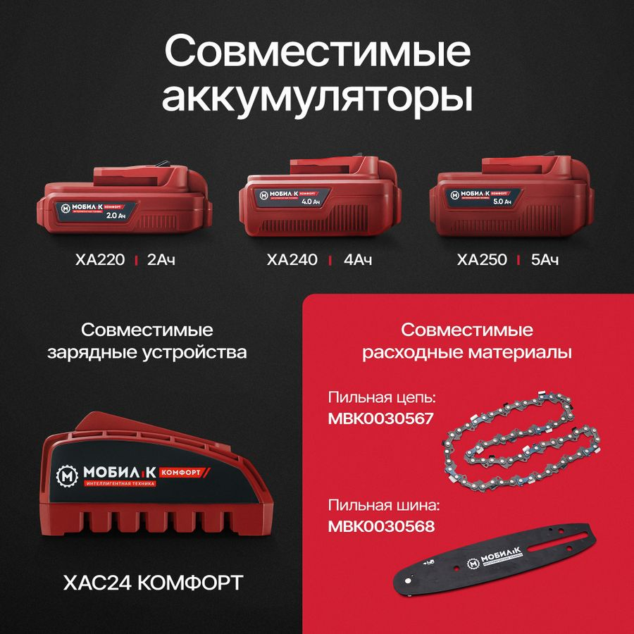 Высоторез аккумуляторный МОБИЛ К Комфорт 20В, с акб и з/у, XСA20, предпросмотр