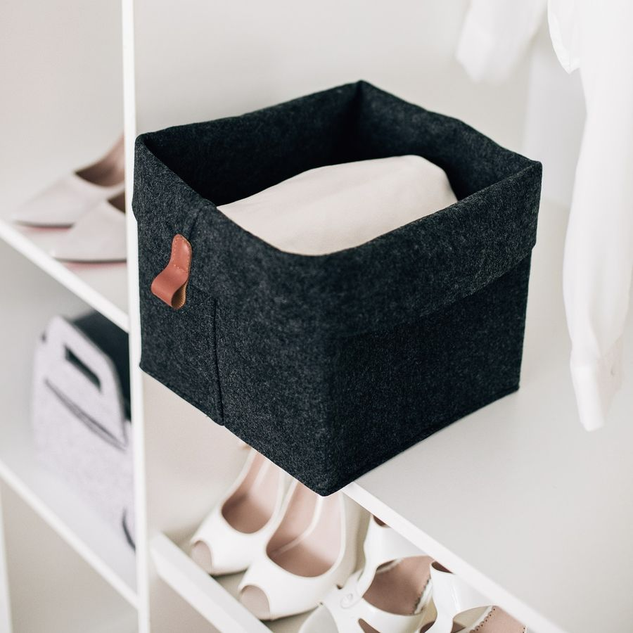 Корзина для хранения "Фетр", Д230 Ш230 В265, черный, превью