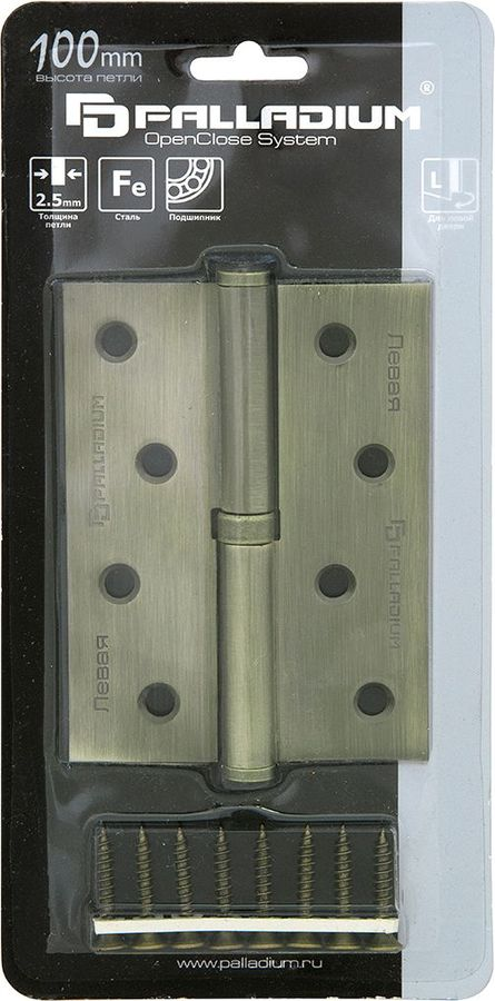 Дверная петля разъемная врезная Palladium N613S4ABR 100х75х2,5 мм антич. бронза, превью
