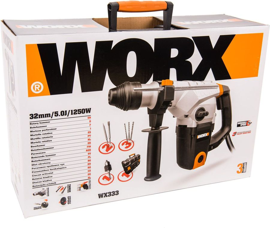 Перфоратор Worx WX333 1250 Вт, предпросмотр