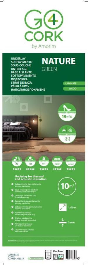 Подложка под напольные покрытия GO4CORK NATURE пробка 3 мм рулонная 10кв.м., предпросмотр