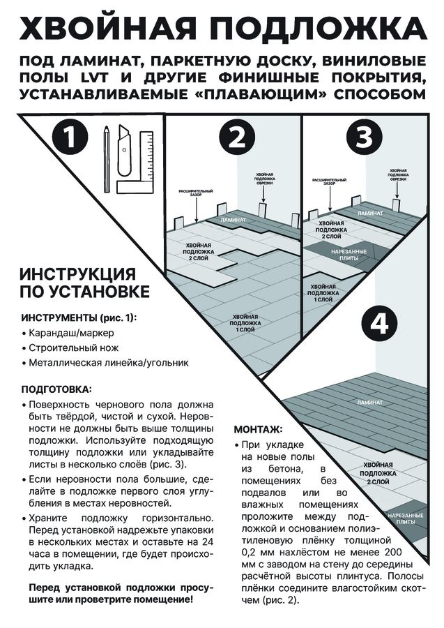 Звукоизоляционная хвойная подложка СОЛНЦЕ 790x590x3 мм, превью