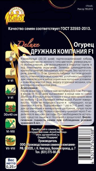 Семена Огурец Дружная компания F1   0,25 гр, превью