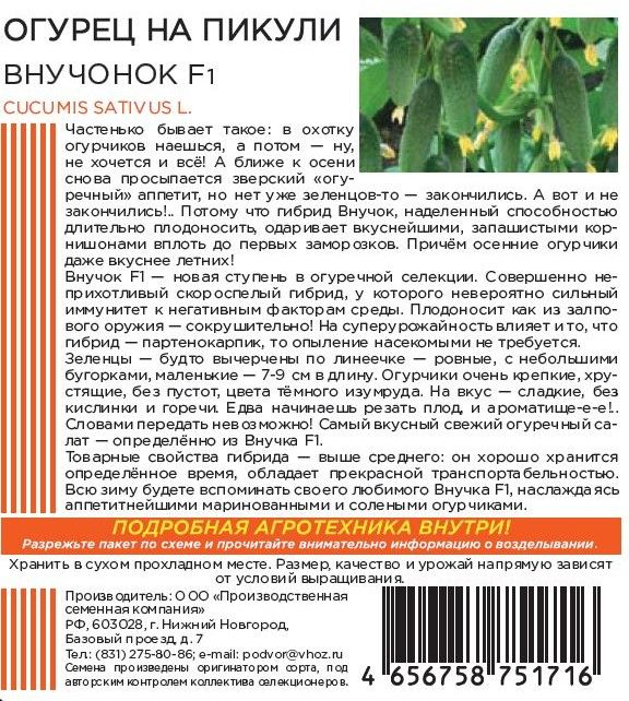 Семена ОГУРЕЦ НА ПИКУЛИ ВНУЧОК F1 10 ШТ ШТАЙНЕРТ, превью