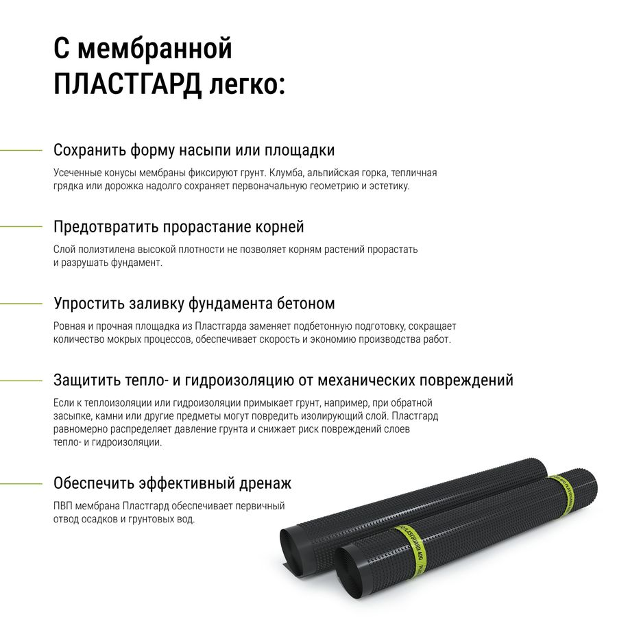 Профилированная мембрана ПЕНОПЛЭКС PLASTGUARD тип 400, 1x20 м, предпросмотр