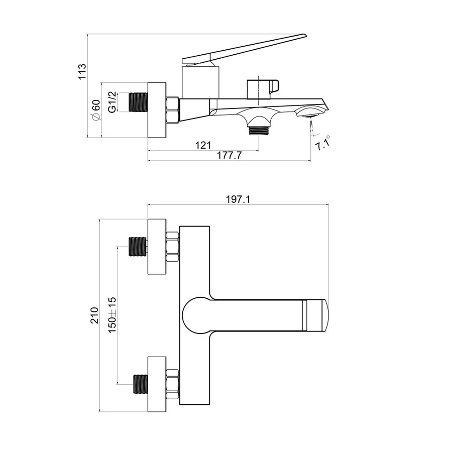 Cмеситель для ванной TOKITO TOK-URA-1014, предпросмотр