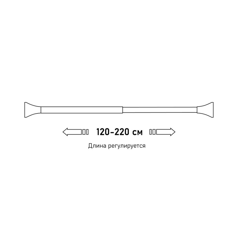 Карниз для ванной металлический 120-220 см, белый FOR-ROD-220IWT, превью