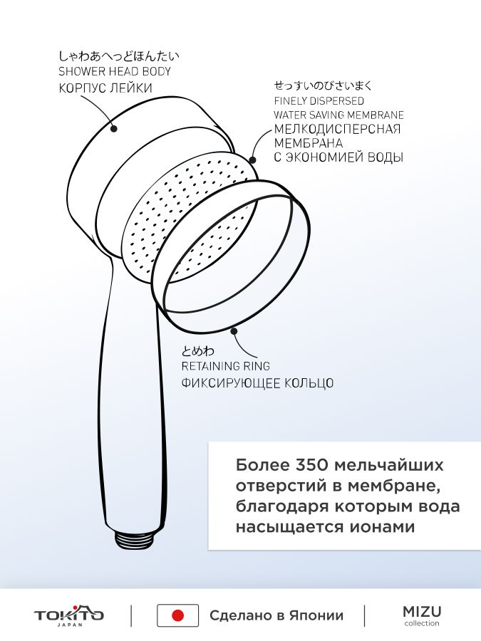 Лейка для душа энергия + бодрость TOKITO MIZU-1015, предпросмотр