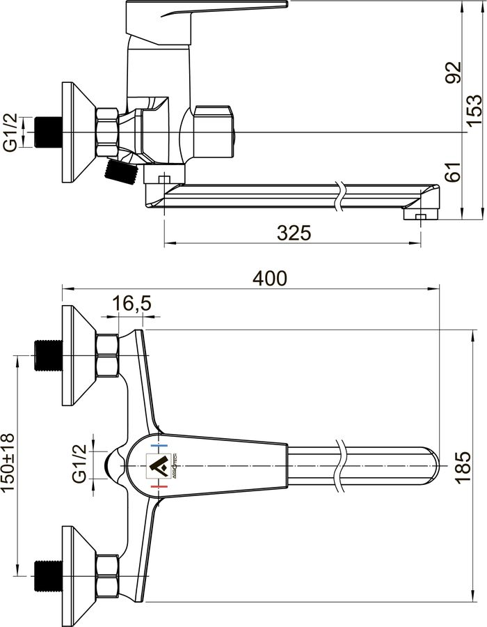 Смеситель д/ванны FRIGAT 35-L35/K с душевым гарнитуром, поворотный излив 35см, превью
