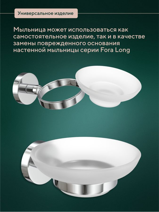 Мыльница круглая Fora настенная 4х11х11, предпросмотр