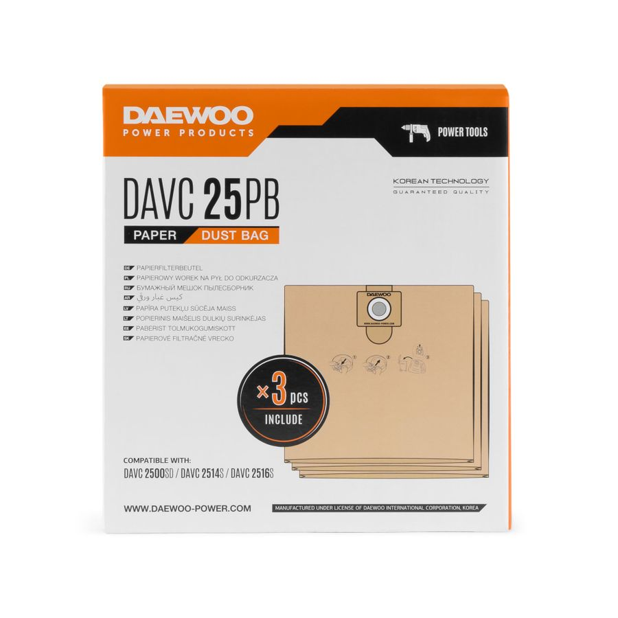 Фильтр-мешок бумажный DAEWOO DAVC 25PB 3 шт, предпросмотр