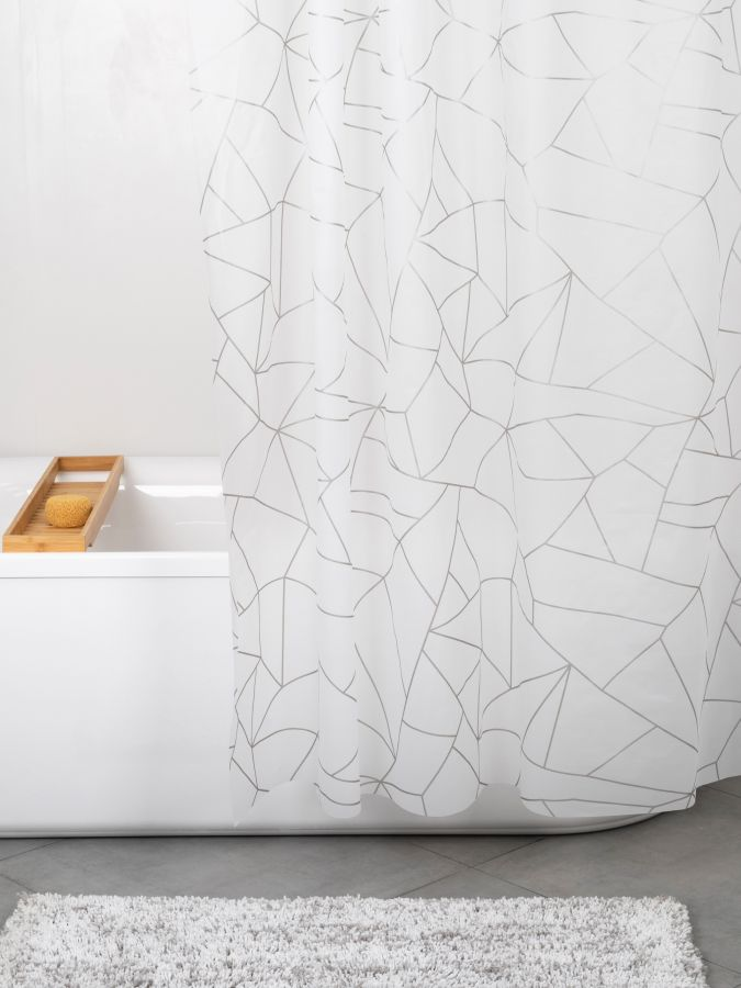 Шторка для ванной комнаты PEVA "SILVER GLASS" 200*180 FORA, предпросмотр
