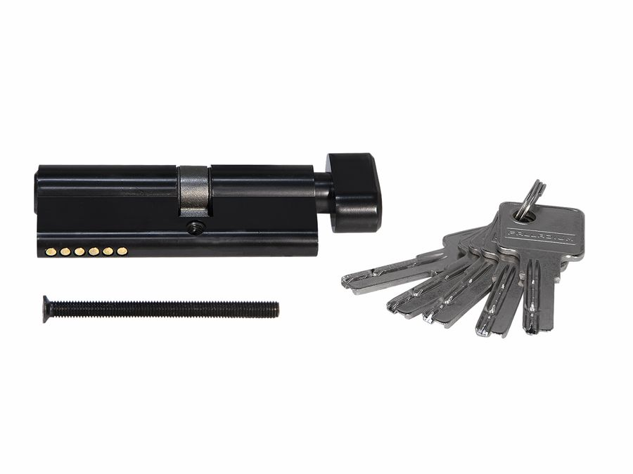 Цилиндровый механизм PALLADIUM zn 80 (30+10+40) c bk black черный с вертушкой, предпросмотр