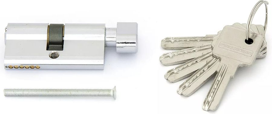 Цилиндр Palladium 60 C BK CP (30х30) мм ключ-вертушка хром, предпросмотр