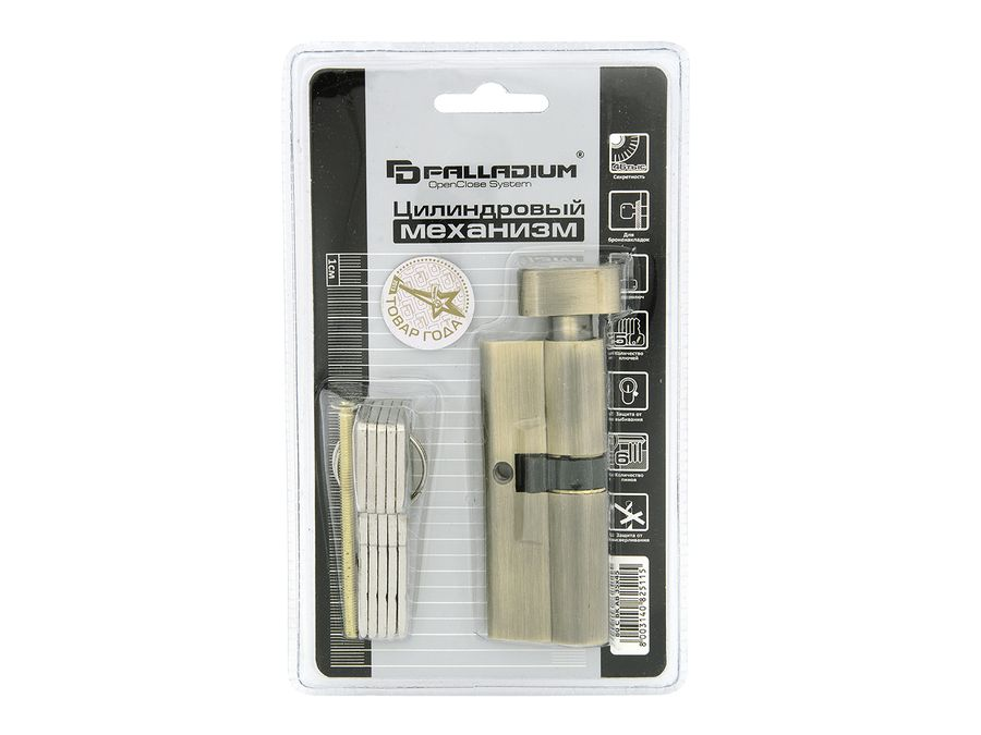 Цилиндровый механизм PALLADIUM 80 (30+10+40) c bk ab античная бронза с вертушкой, превью