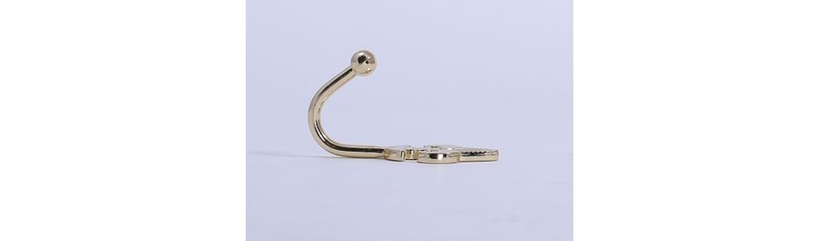 Крючок мебельный Larvij HK1808D Curtain Hook одинарный латунь, предпросмотр
