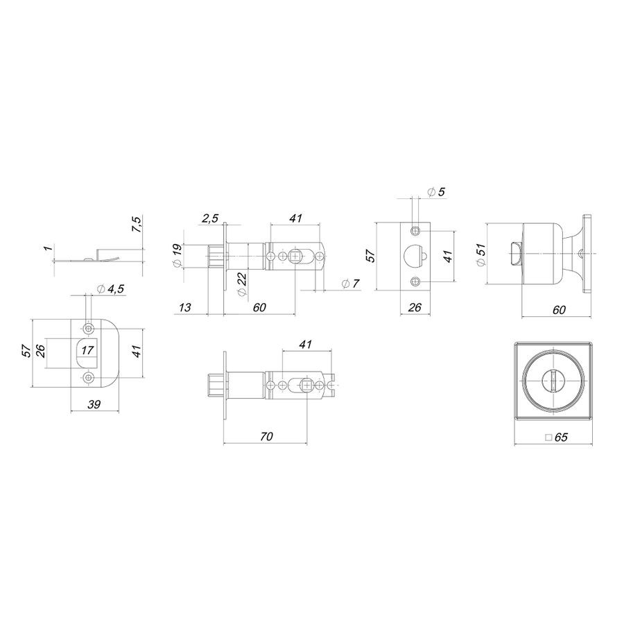 Ручка защелка PUNTO DK772/BL BL-ET (кл/фик.) черный, превью