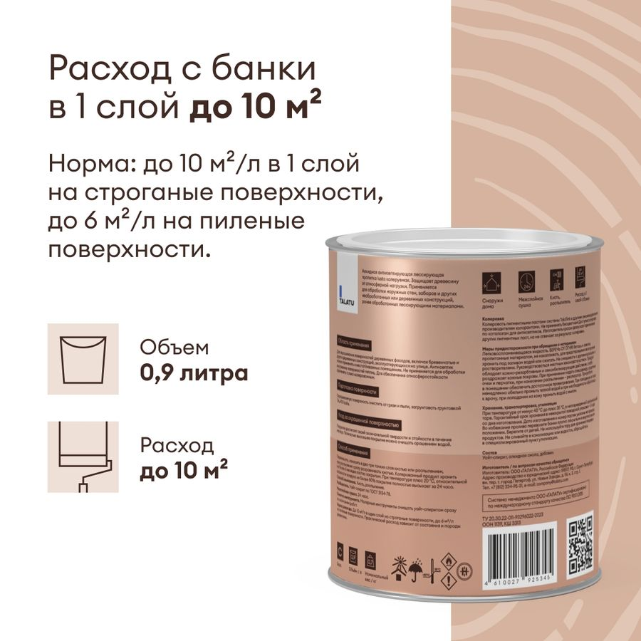 Антисептик лессирующий TALATU LUSTO 0,9 л, превью