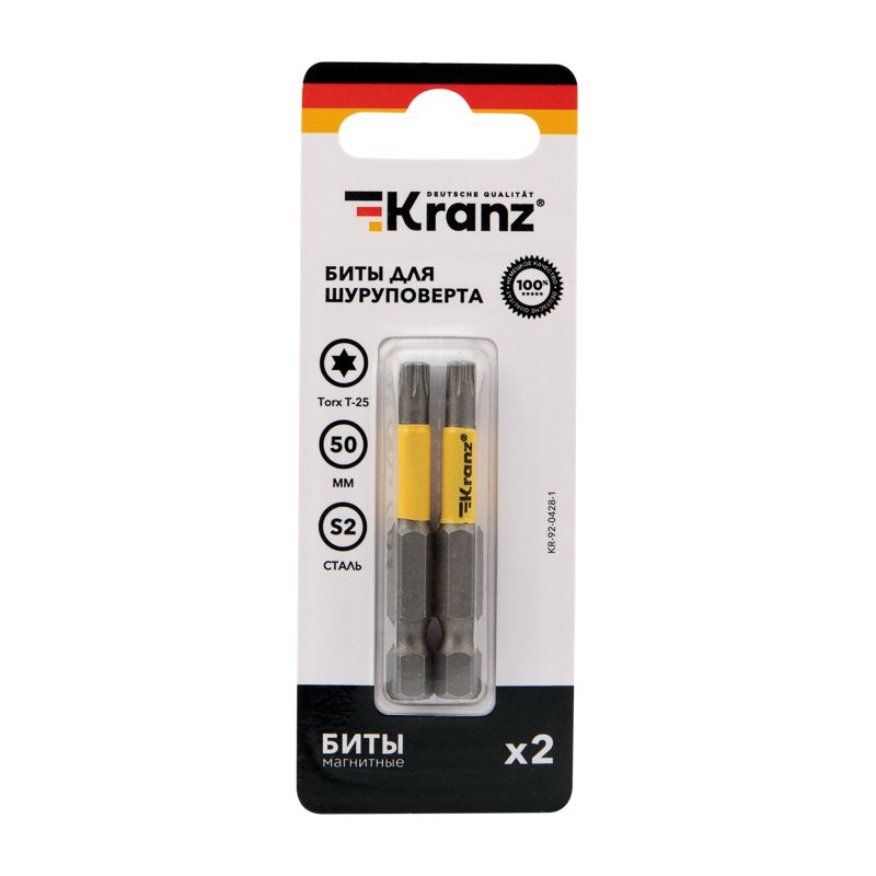 Бита для шуруповерта Torx T25х50 мм (2 шт/уп.) Kranz, превью