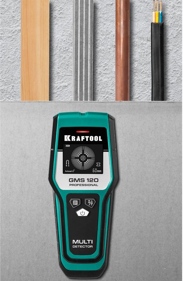 KRAFTOOL GMS 120 ЖК дисплей, Универсальный детектор, предпросмотр