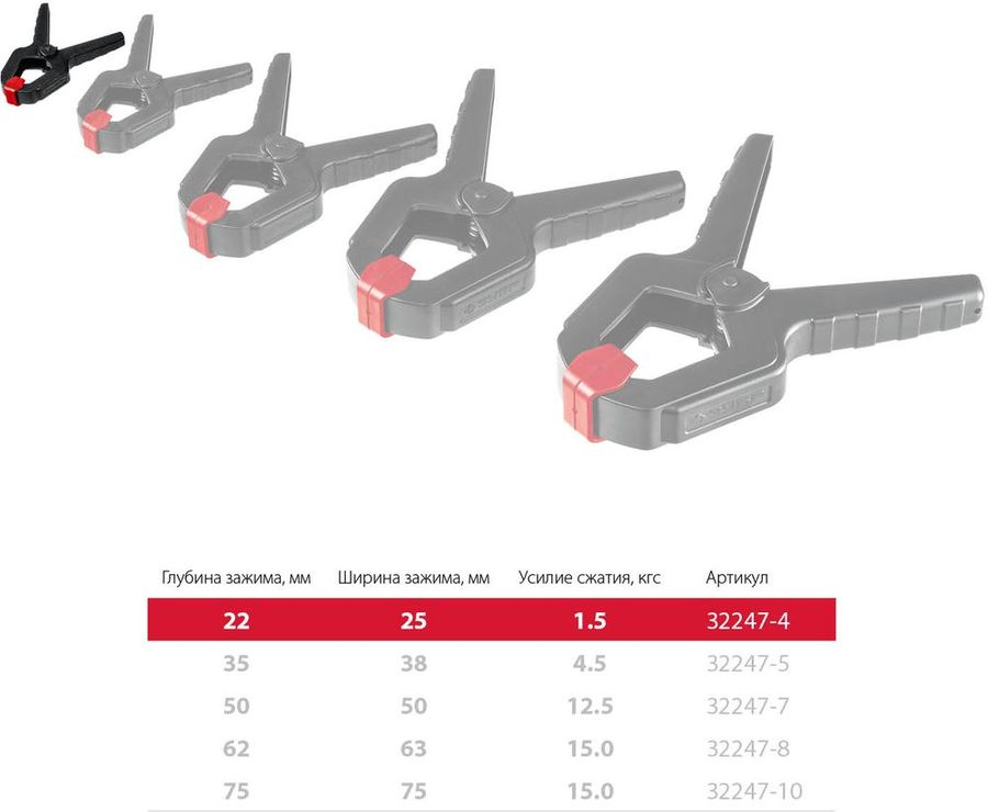 Зажим пружинный ЗУБР МЗ-40 38/38 мм, предпросмотр