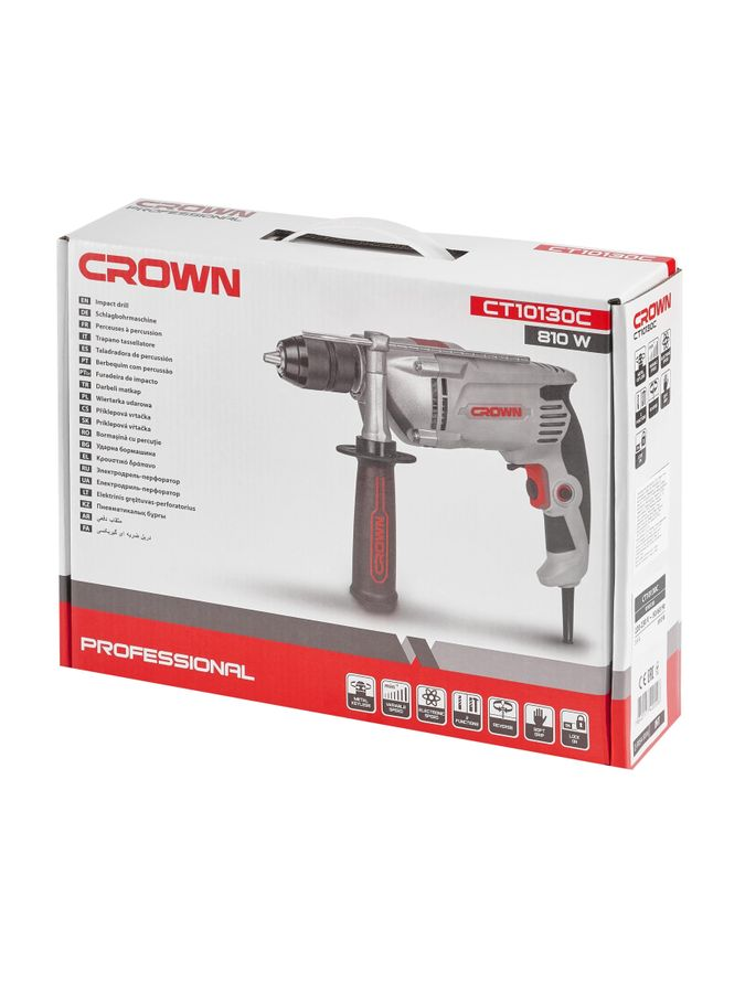 Дрель ударная электрическая CROWN CT10130C 810 Вт, превью