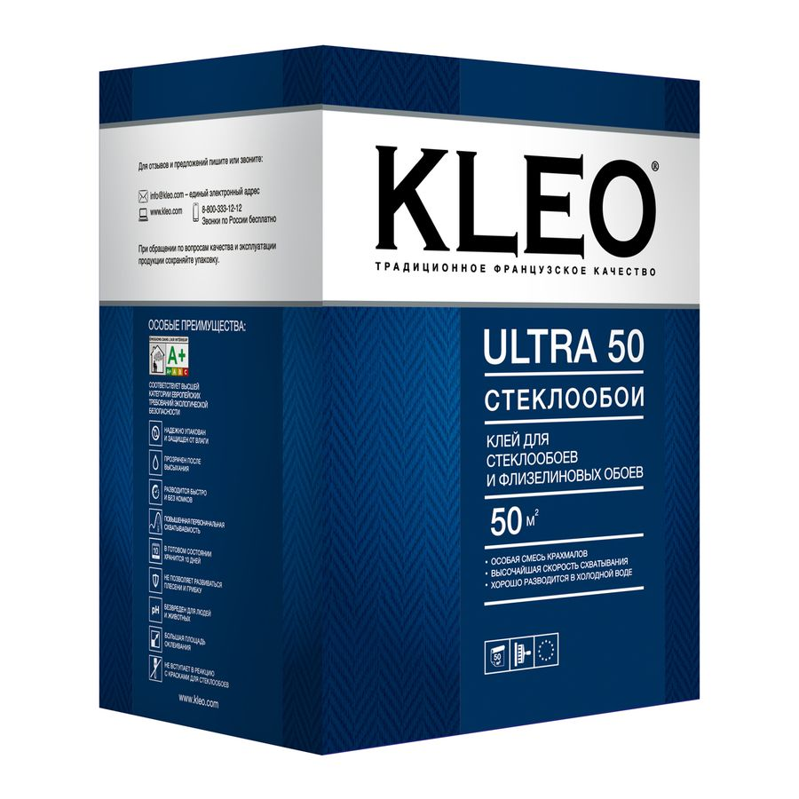 KLEO ULTRA 50, обойный клей для стеклообоев и флизелиновых обоев, 500г, предпросмотр