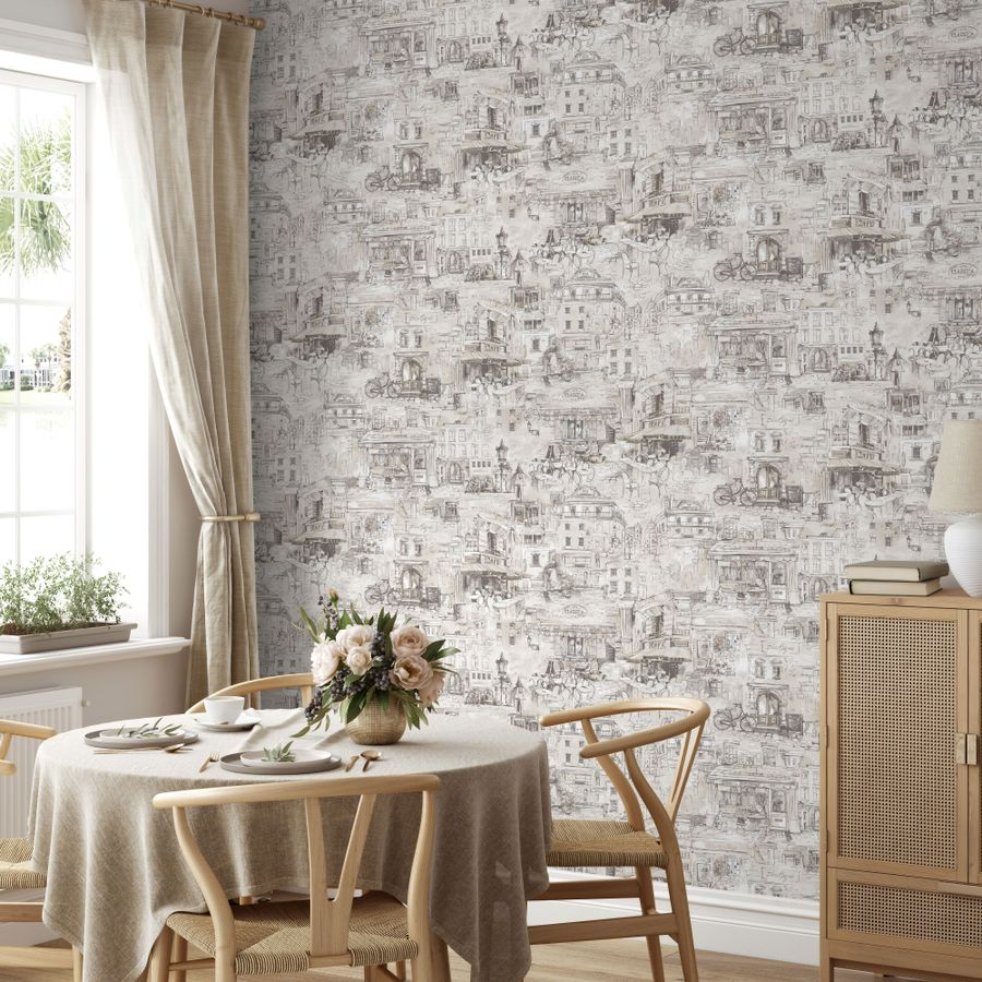 Виниловые обои WallSecret Bonjour 8685-14 бежевые 1,06х10,05 м, предпросмотр